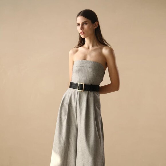 Women Leather Wide Fashion Thick Dress Belt With Gold Buckle Belt Black Gold - Picture 7 of 7